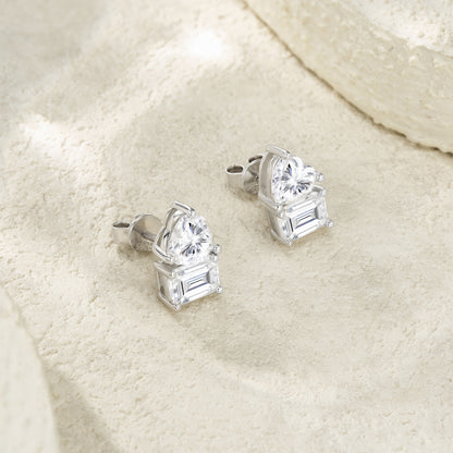 Aria Duo Stud Moissanite Earrings