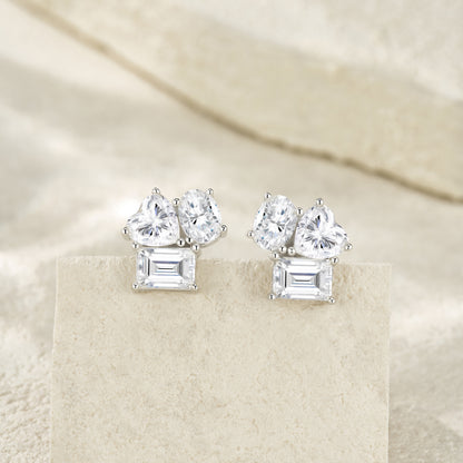 Aria Trio Stud Moissanite Earrings