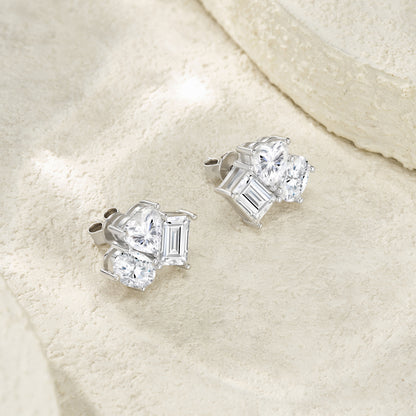 Aria Trio Stud Moissanite Earrings