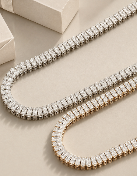 Clara Baguette CZ Tennis Necklace