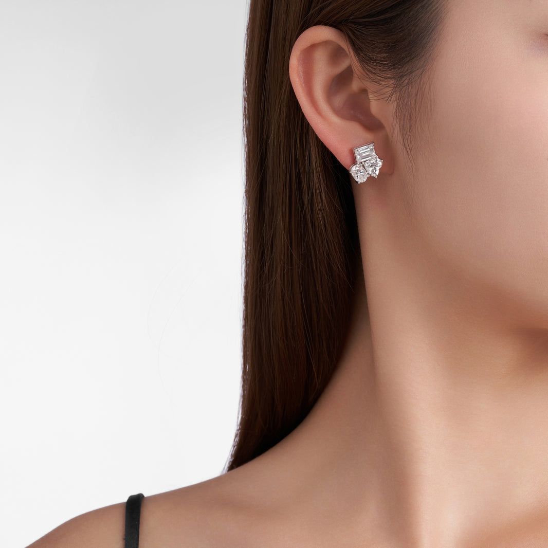 Aria Trio Stud Moissanite Earrings