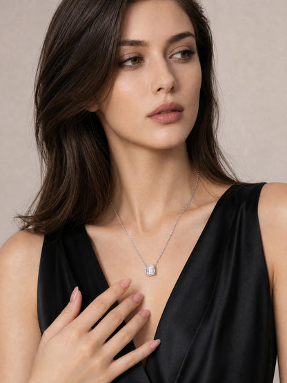 Sabine Emerald Moissanite Pendant Necklace