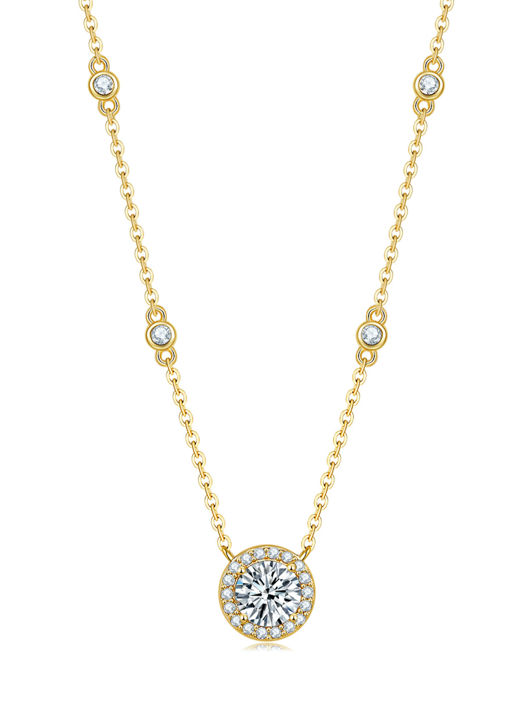 Celine Halo Moissanite Necklace