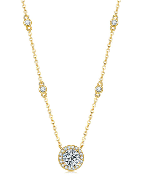 Celine Halo Moissanite Necklace