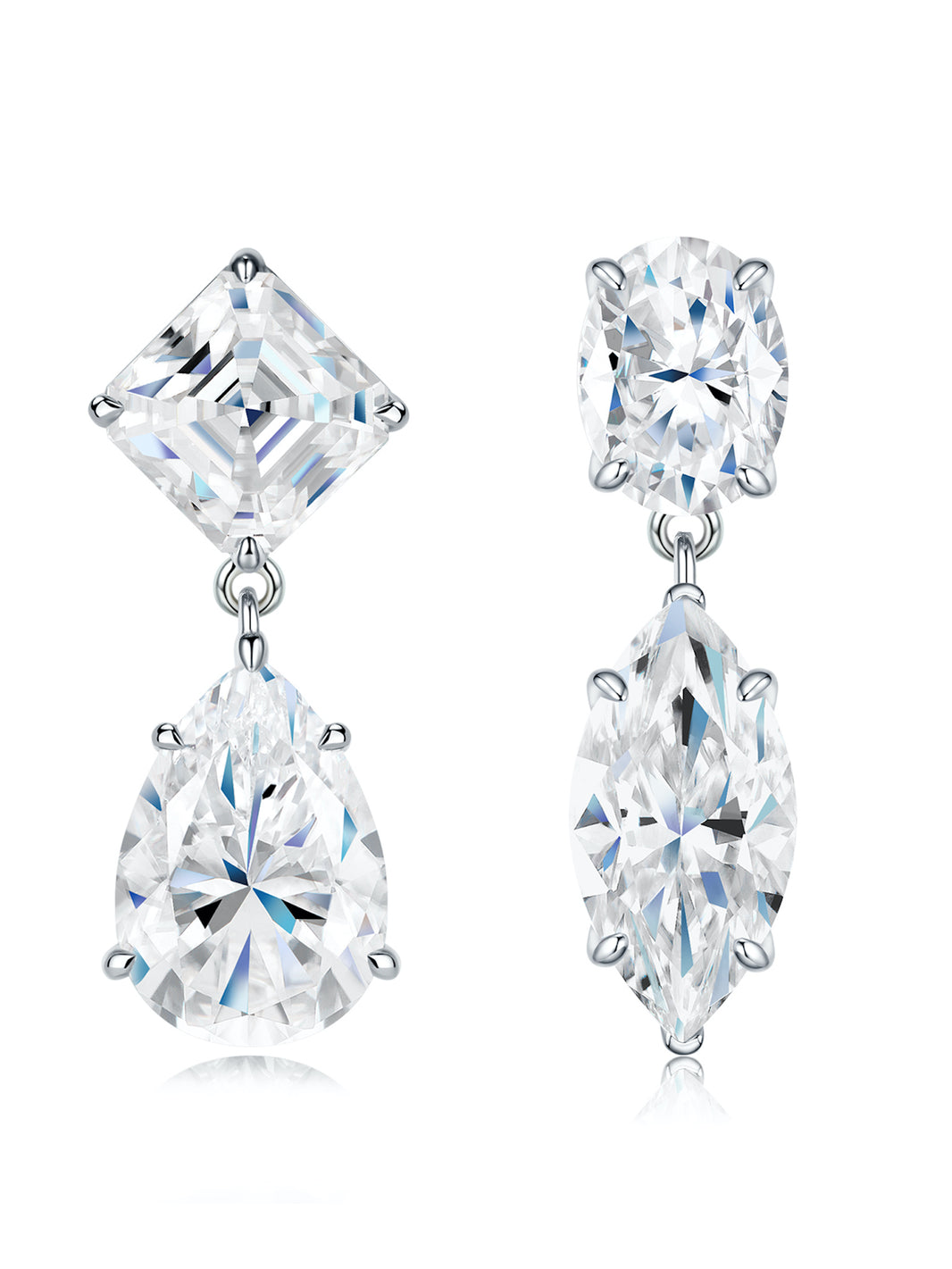 Elodie Asymmetry Drop Moissanite  Earrings