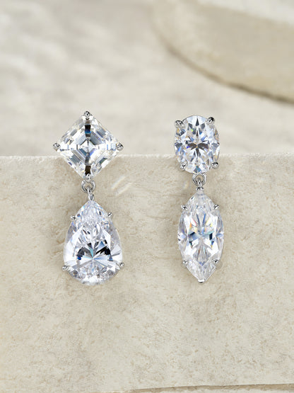 Elodie Asymmetry Drop Moissanite  Earrings