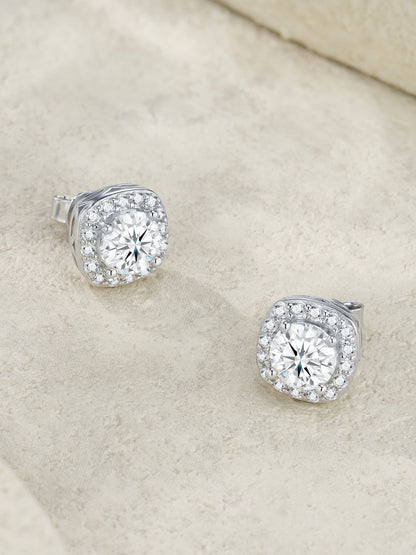 Elara Halo Stud Moissanite Earrings