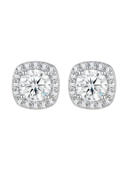 Elara Halo Stud Moissanite Earrings