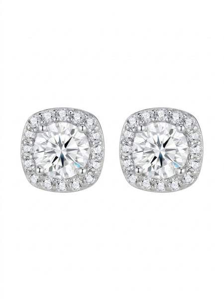Elara Halo Stud Moissanite Earrings