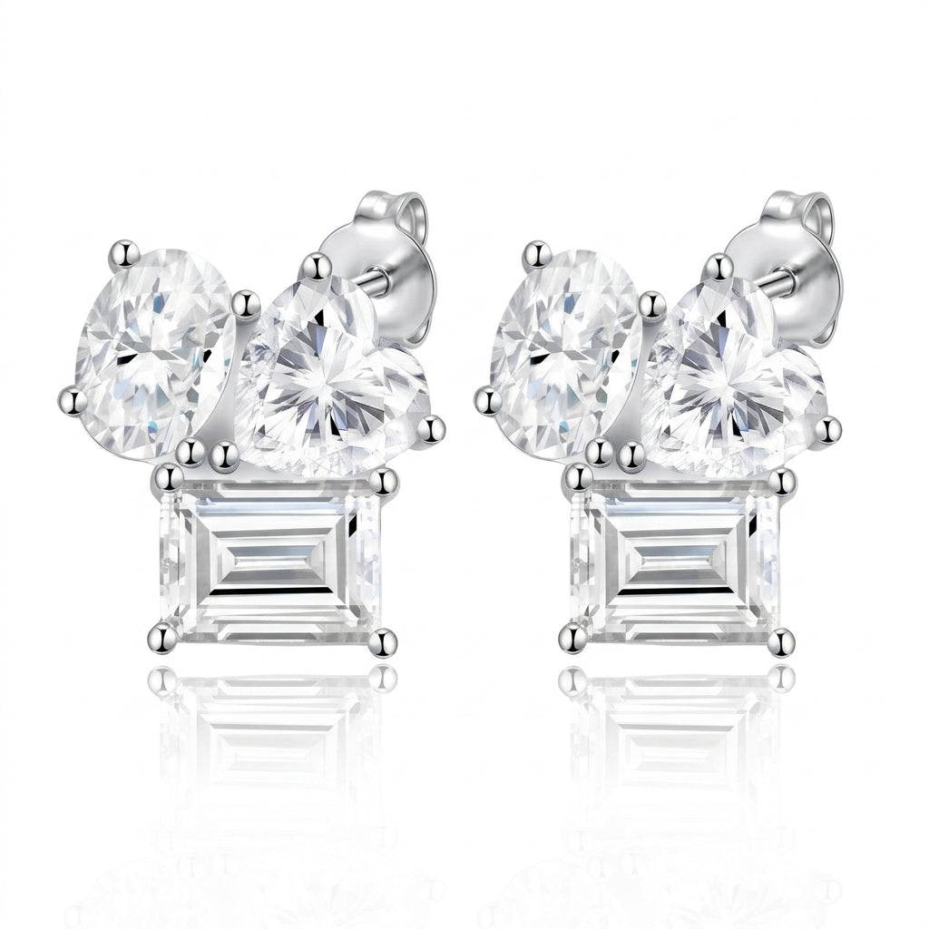 Aria Trio Stud Moissanite Earrings