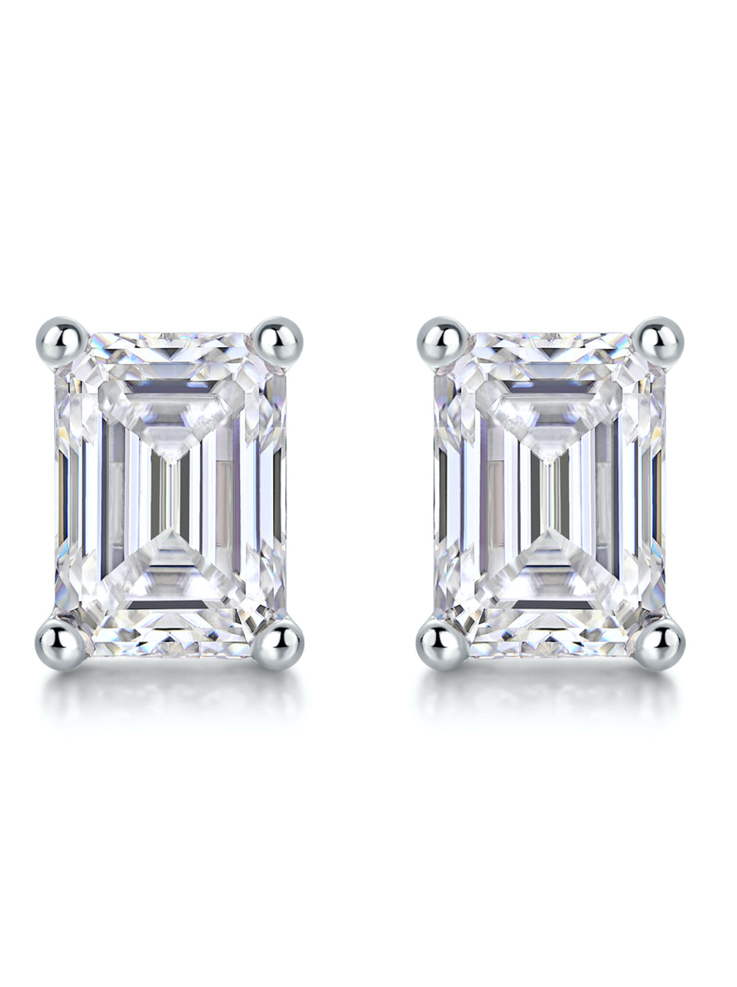 Beatrice Emerald-Cut Stud Moissanite  Earrings