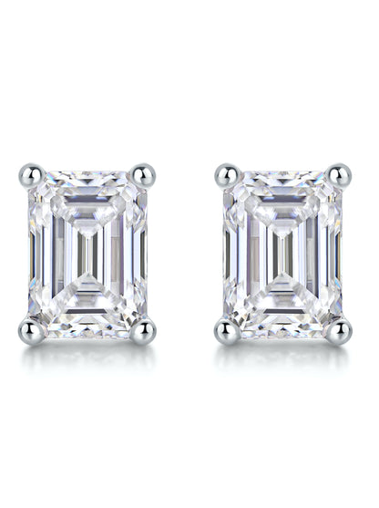 Beatrice Emerald-Cut Stud Moissanite  Earrings