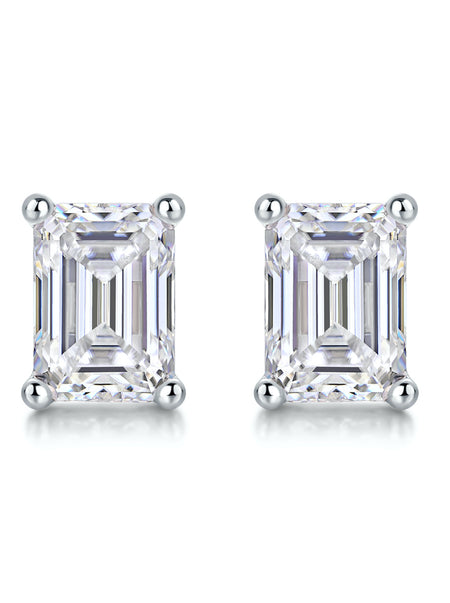 Beatrice Emerald-Cut Stud Moissanite  Earrings