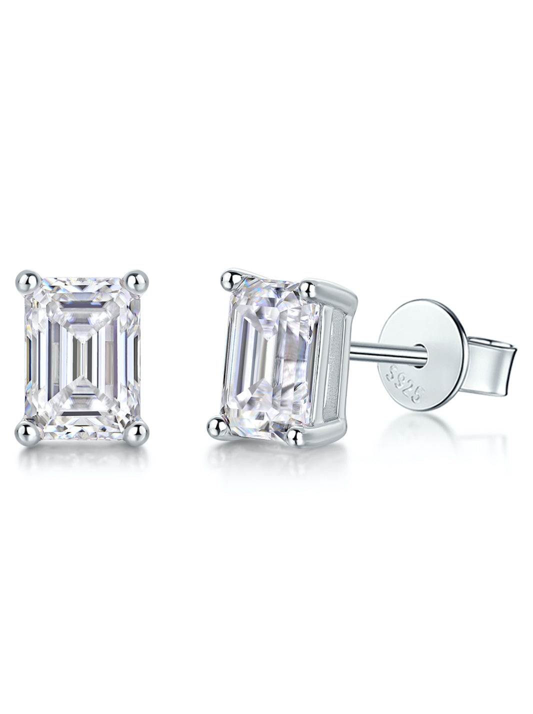Beatrice Emerald-Cut Stud Moissanite  Earrings