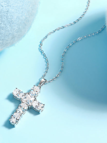 Benedicta Cross Moissanite Pendant Necklace