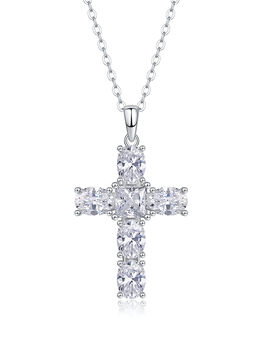 Benedicta Cross Moissanite Pendant Necklace