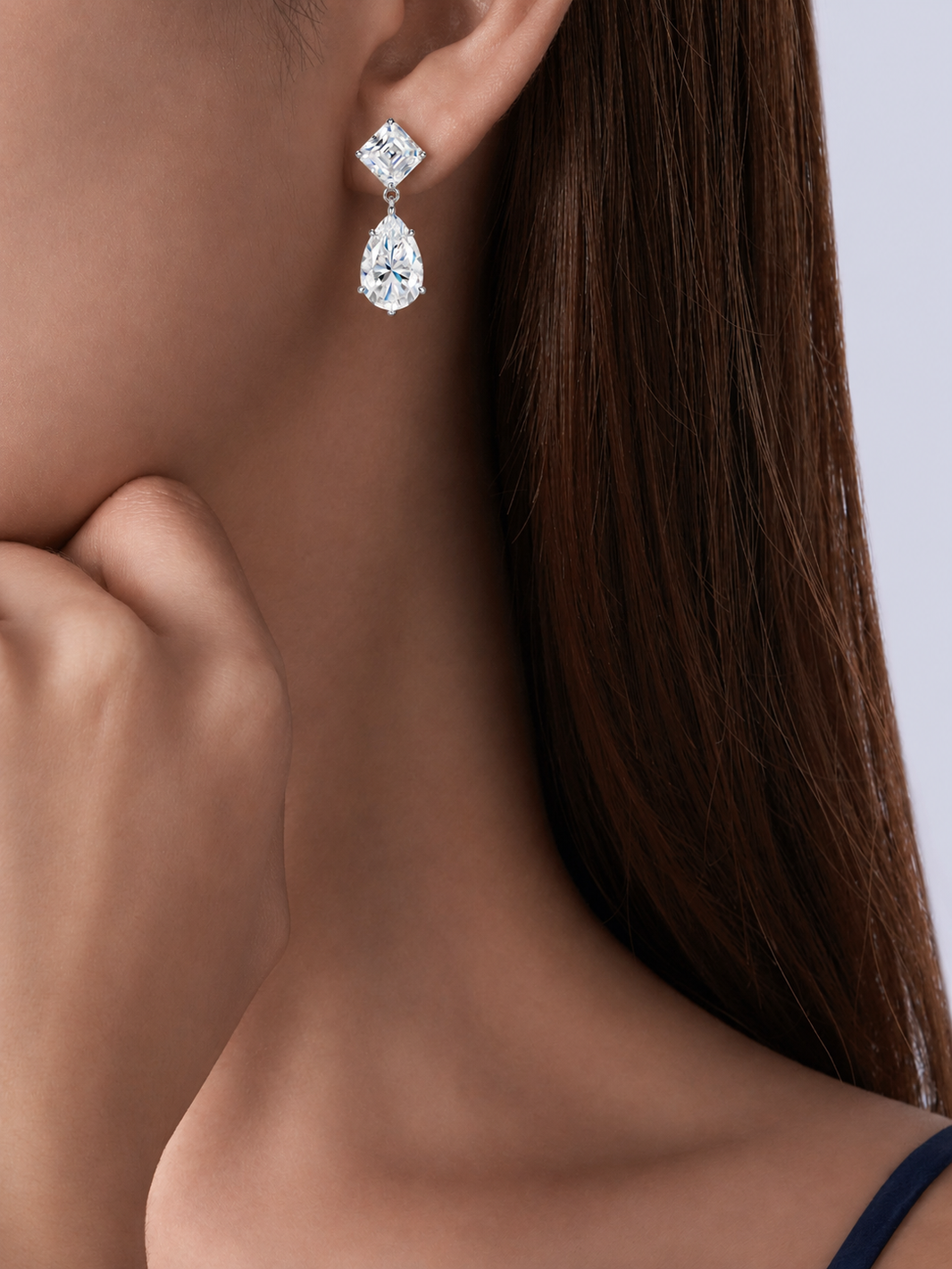 Elodie Asymmetry Drop Moissanite  Earrings